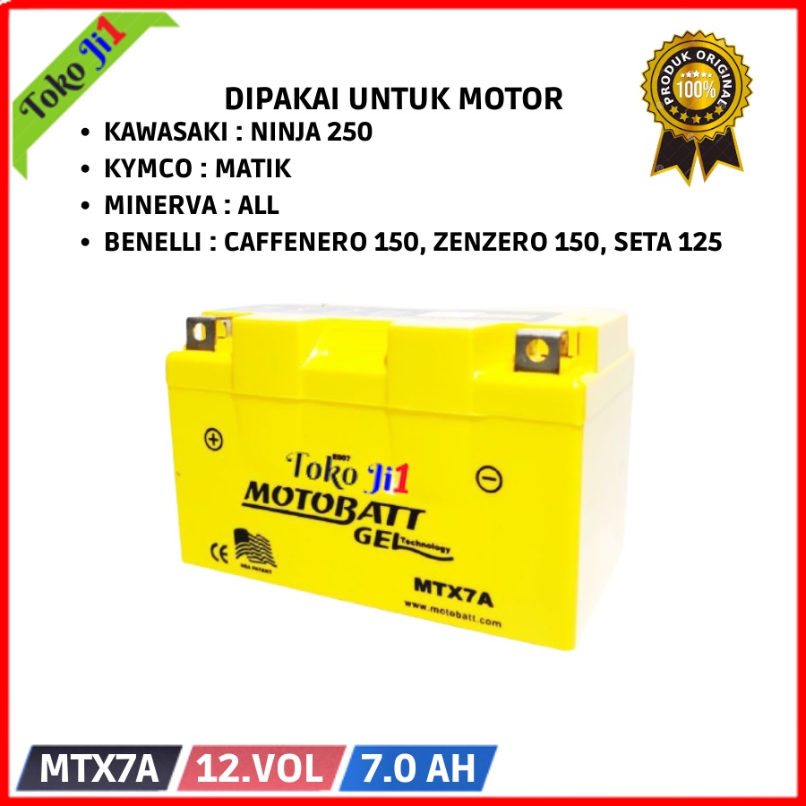 Motobatt Aki Kering Gel MTX7A - 7Ah Ninja 250 Kymco Matik