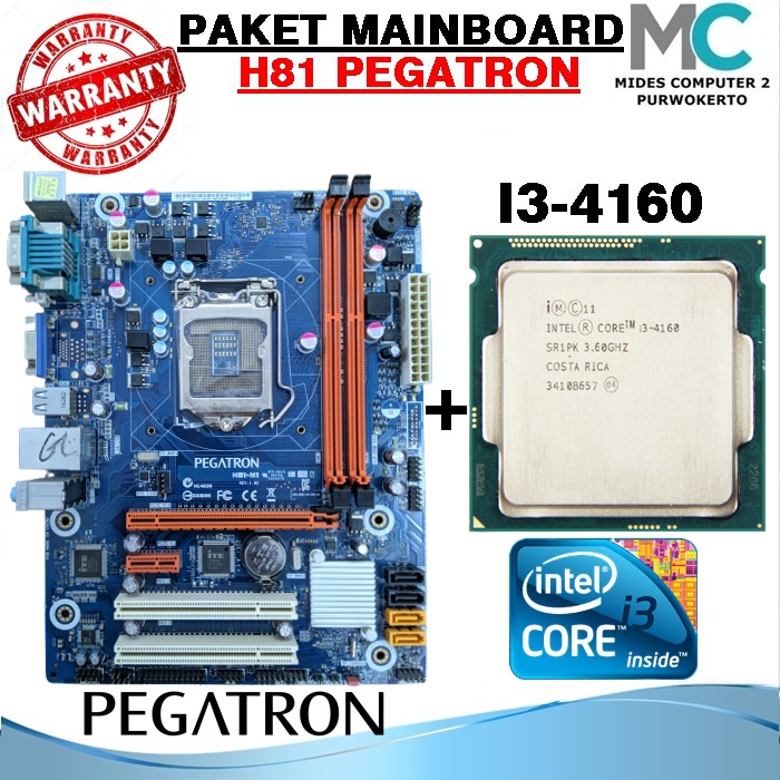 Paket Mainboard Intel Lga 1150 H81 Pegatron Dan Processor I3 4160