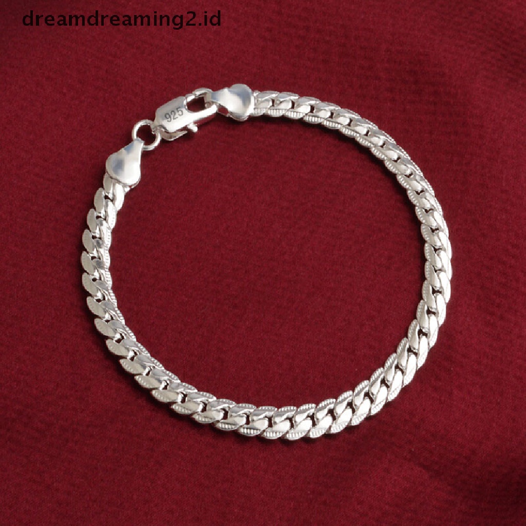 Gelang Rantai Ular Lapis Silver Lebar 5mm Untuk Pria