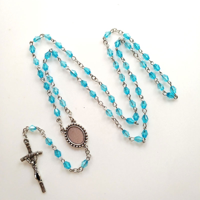 Kalung Rosario Katolik Aksen Kristal Imitasi Ukuran 6mm Untuk Pria Dan Wanita
