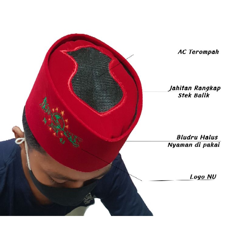 Peci Merah AC Terompah NU ( Bludru Yooshin Crown)