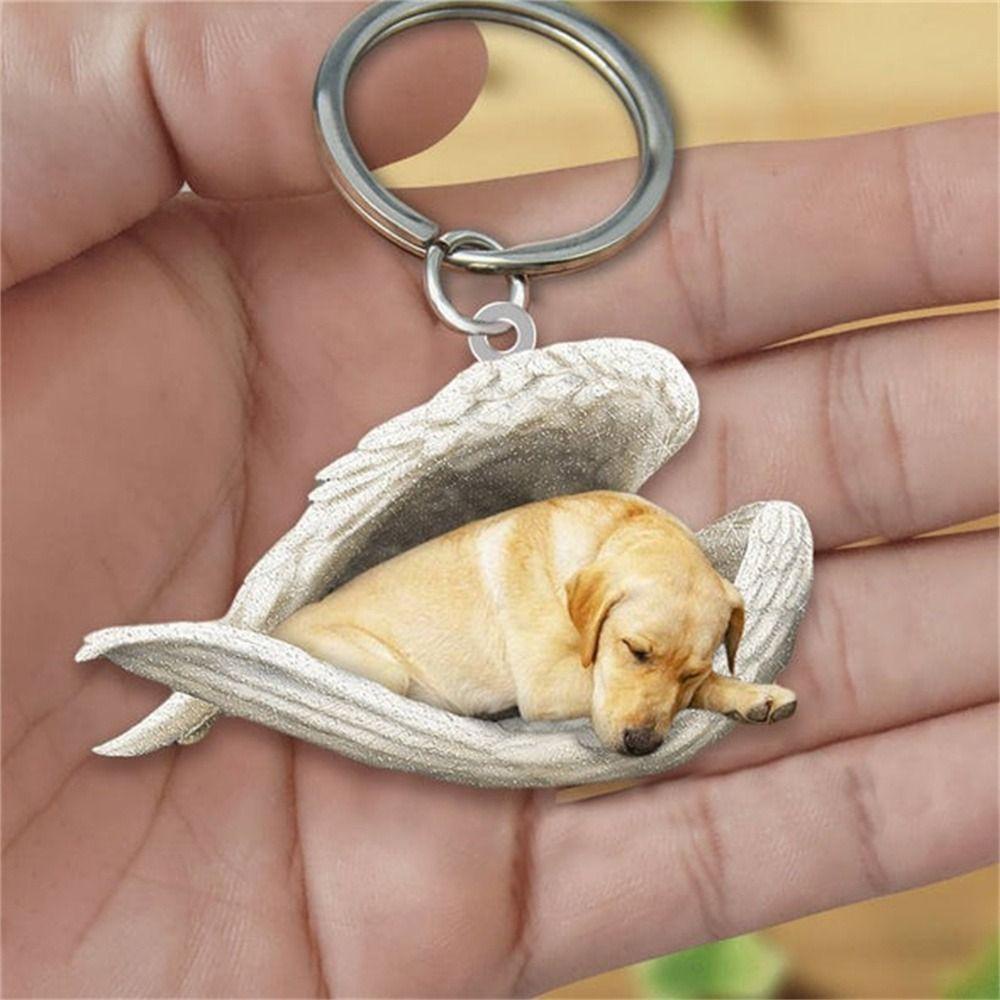 [Elegan] Gantungan Kunci Anjing Pintu Rumah Hadiah Anak Keyring Tidur Malaikat Hadiah Perhiasan Pet Keychain Animal Keychain