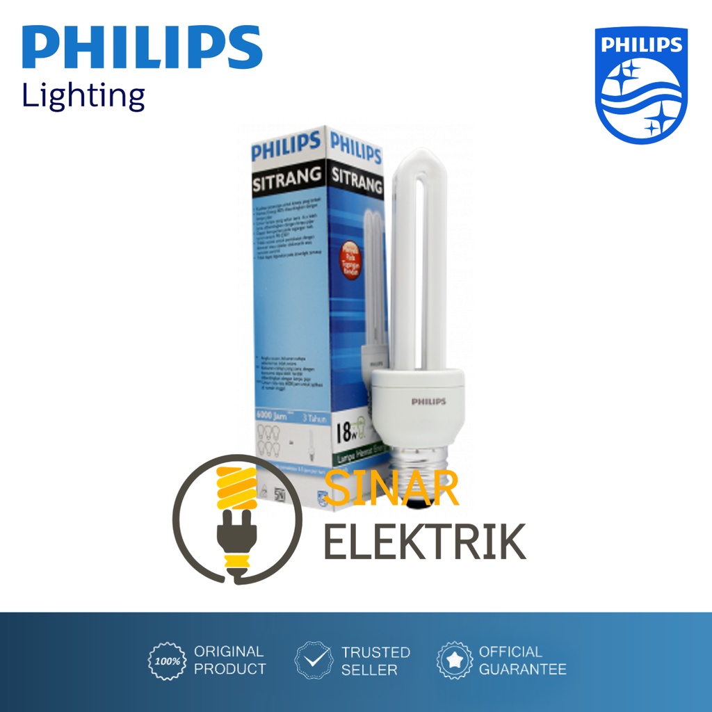 Lampu PHILIPS Sitrang 5W 8W 11W 18W 23W Putih - Lampu Hemat Energi 5 8 11 18 23 W Watt