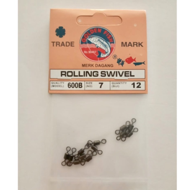 Rolling Swivel Kili Kili Pancing 600B Size 7 Golden Fish