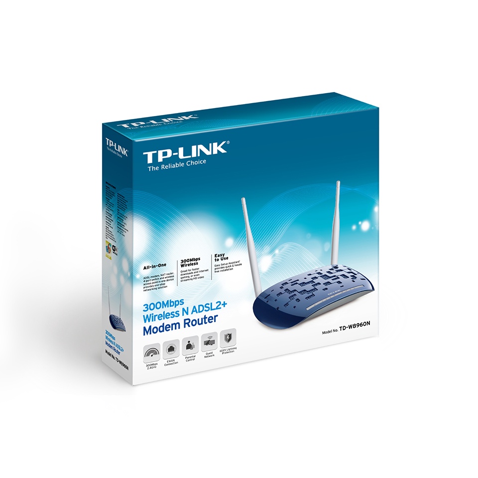 TP-Link DSL Modem &amp; Router TD-W8960N 300Mbps Wireless N ADSL2+ Modem