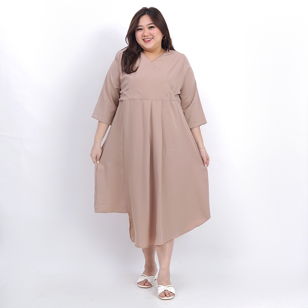 Dress polos Bigsize Jumbo Wanita Size XXXL Variasi Rempel Depan 036