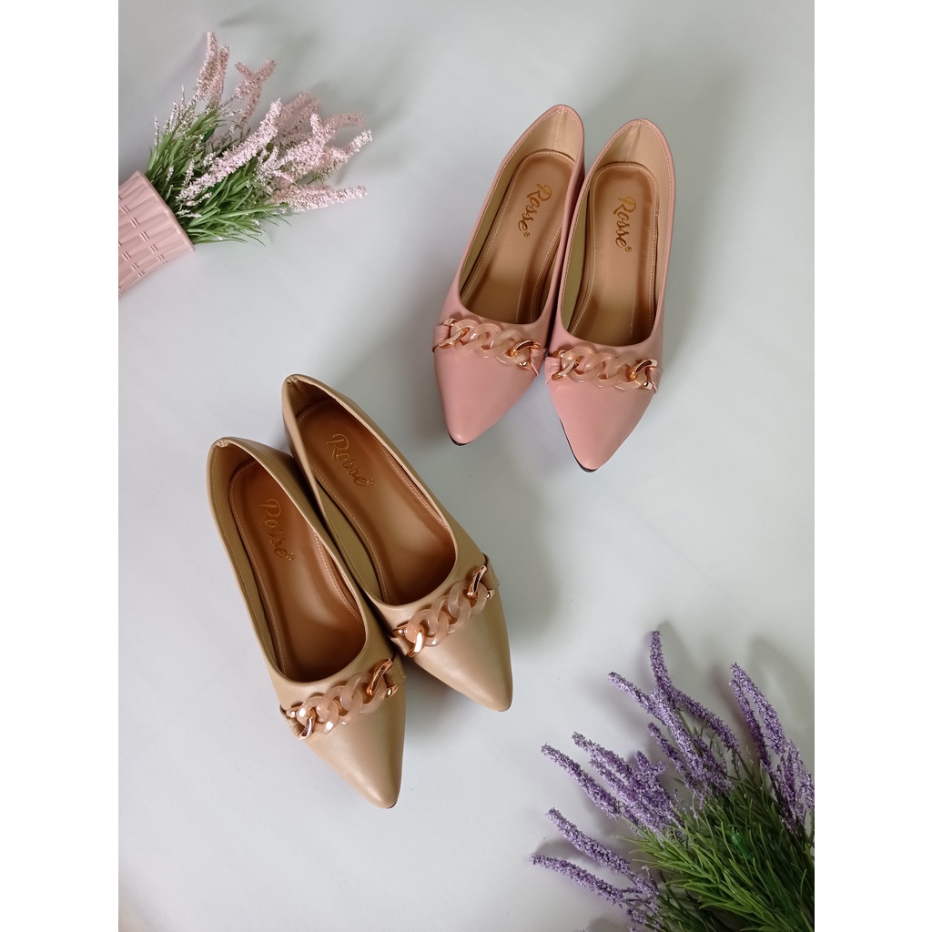 ROSSE Sepatu Hak Tahu 2 cm Riny Shoes bahan Doff - Rubber BR05 Sepatu Kantor Wanita / Sepatu Wanita 
