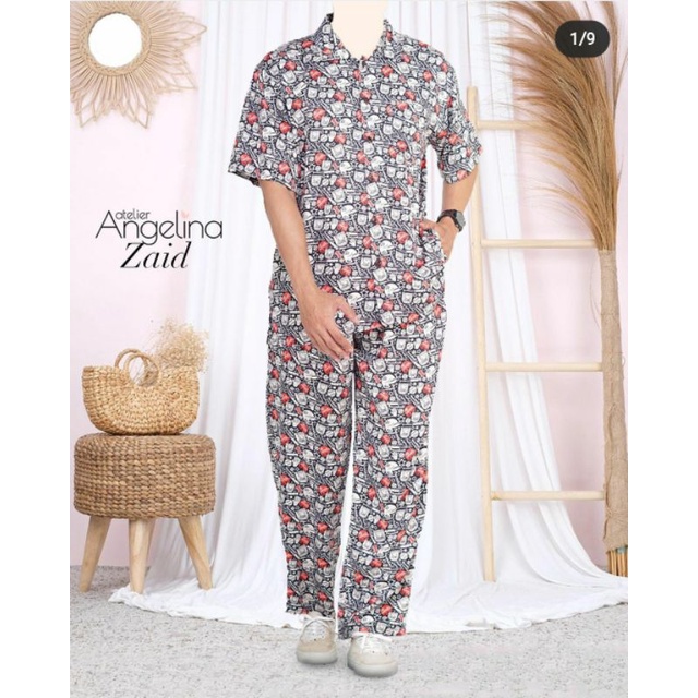 Atelier Angelina Zaid Pajamas Size ML Baseball Black Hitam