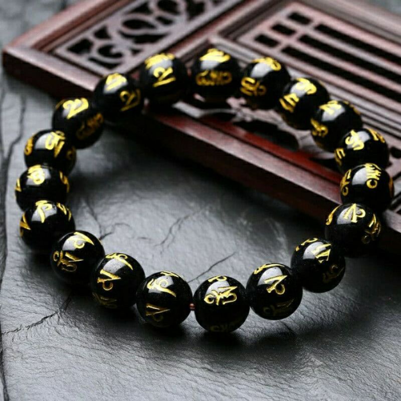 COD✅ Gelang Batu Mantra Buddha Original 8mm Dan 1mm Ukir Premium