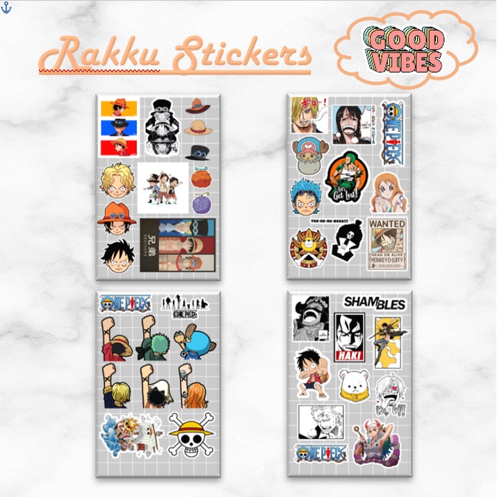

Rakku Stickers Tumblr/Case Anime/Manga Onepiece Collection (Stiker Chromo tidak anti air) ukuran A6 NO CUTTING