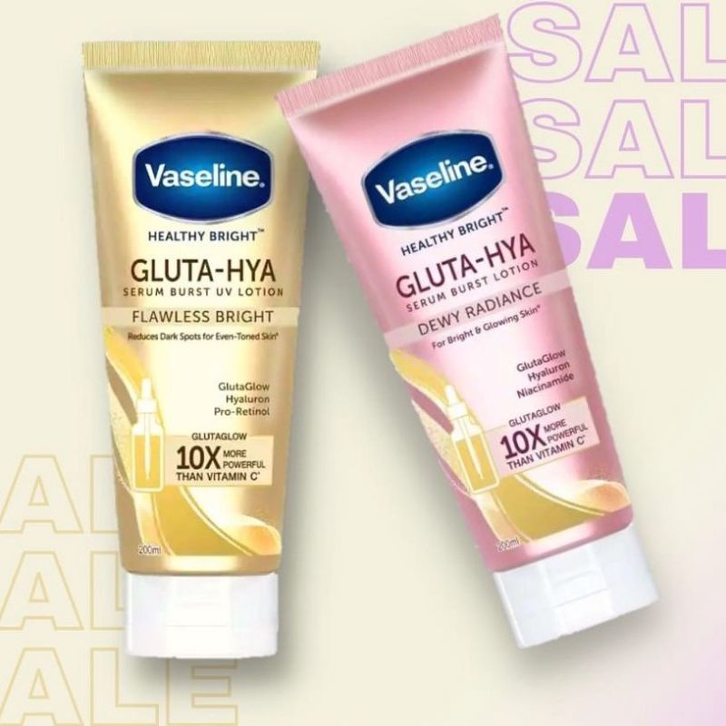 ‼️READY‼️Vaseline Healthy Bright Gluta Hya Serum Burst UV Lotion 200ml 100% Original - Vaseline gluta hya - pemutih kulit badan