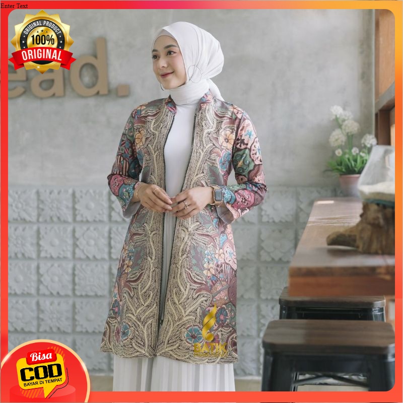 TUNIK OUTER MOTIF SALSA ATASAN BATIK WANITA LENGAN PANJANG MOTIF KATUN PRINTING BATIK PRABUSENO ORIG