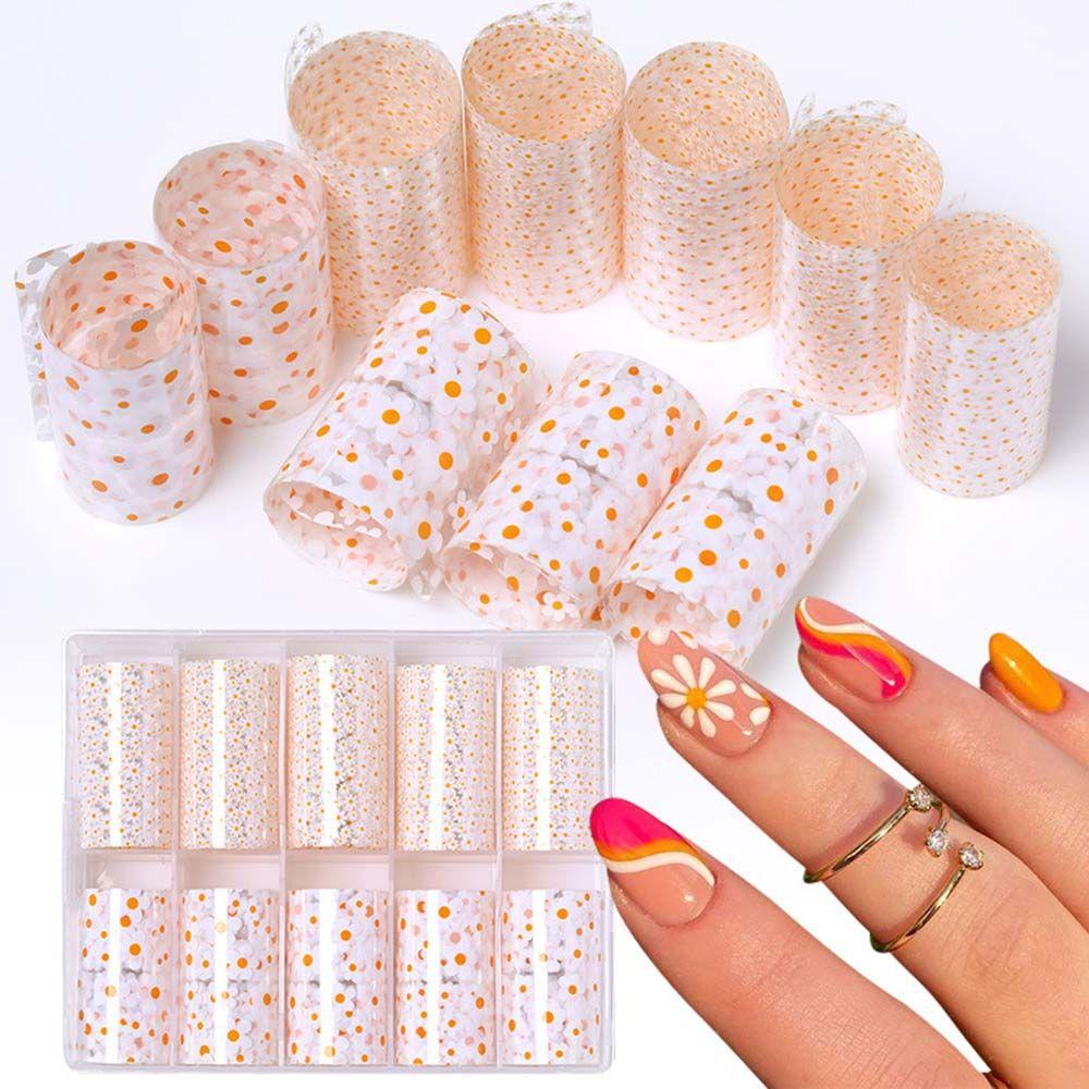 AUGUSTINA Agustinina Set Foil Transfer Kuku Floret Lucu Manikur Aksesoris Watermark Decals DIY Dekorasi Nail Art