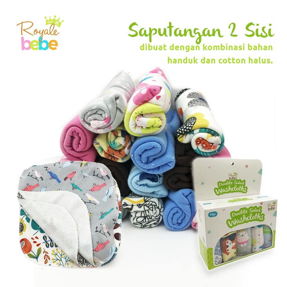 Royale Bebe Double Sided Washcloths isi 10pcs  Sapu Tangan Bayi