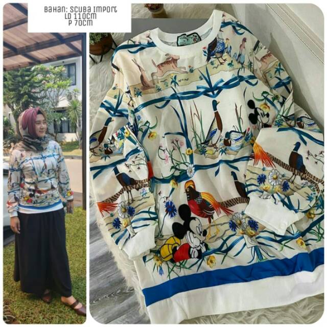 Sweater Import MickeyGucci White BLue