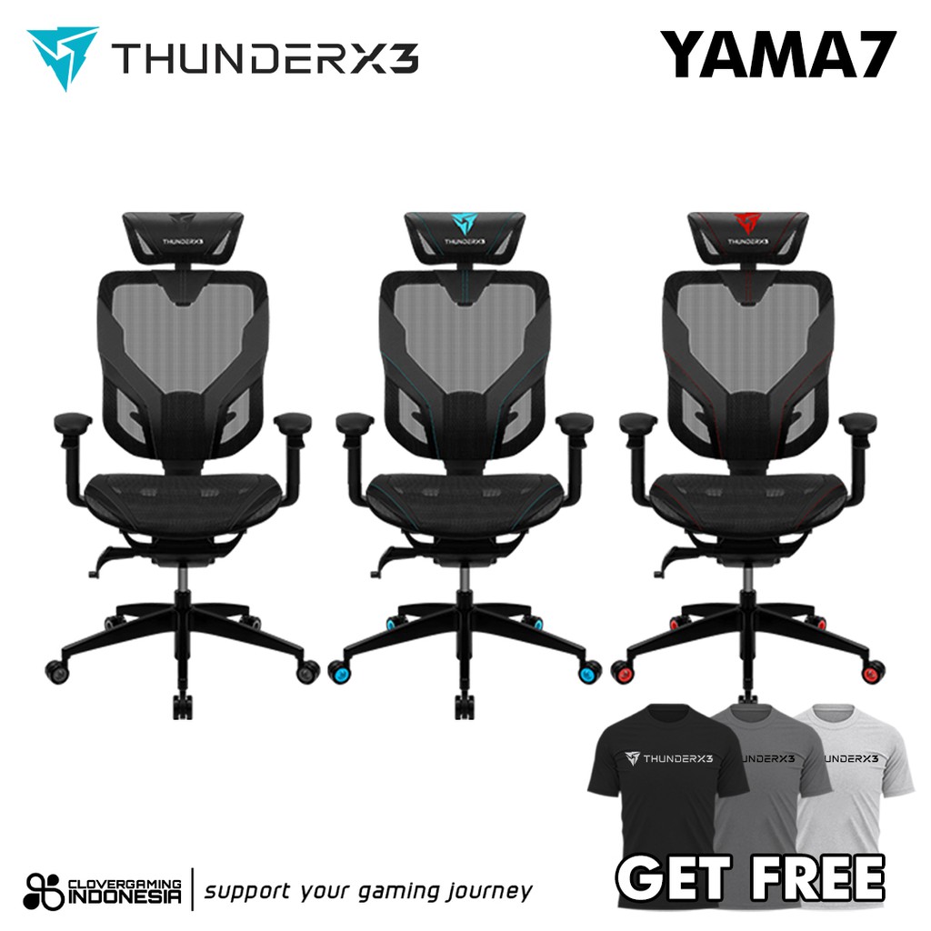 ThunderX3 YAMA7 Gaming Chair - AeroCool Black Red Blue Cyan Yama 7