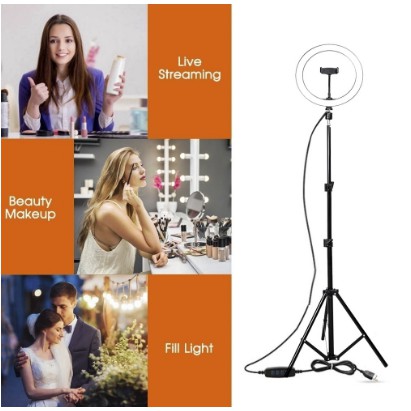 Ring Light Tripod Stand Holder Smartphone LED Light 26cm Tripod 2m