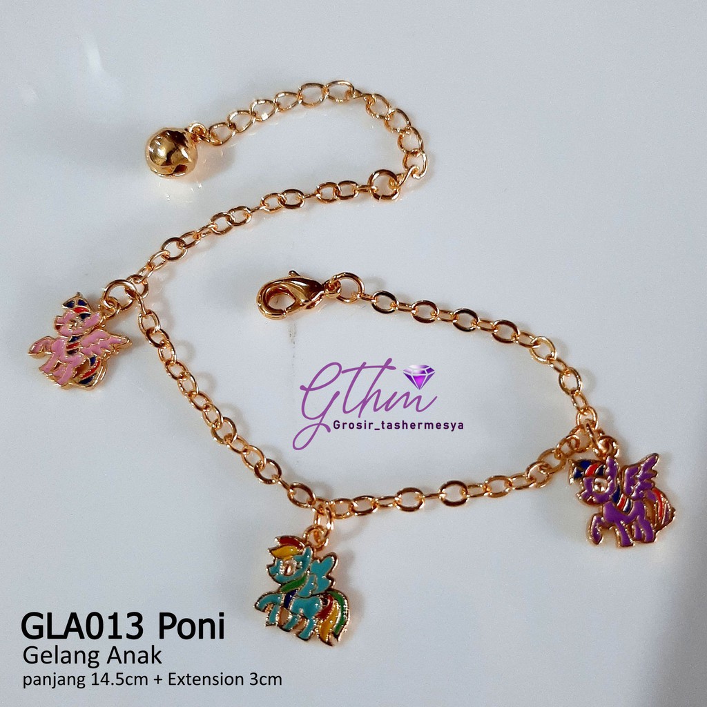 xuping gelang tangan anak unicorn kuda poni perhiasan lapis emas asli 18k gthm