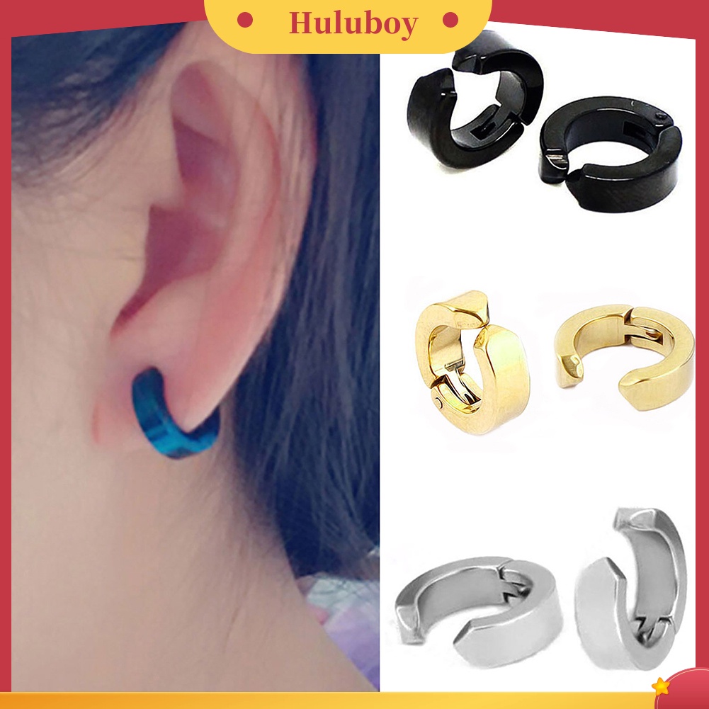 Hu Hu Hu Hu Hu Alat Bantu Pasang Kacamata♡ 2pcs Anting Klip Tanpa Tindik Bahan Stainless Steel Gaya Punk Untuk Unisex