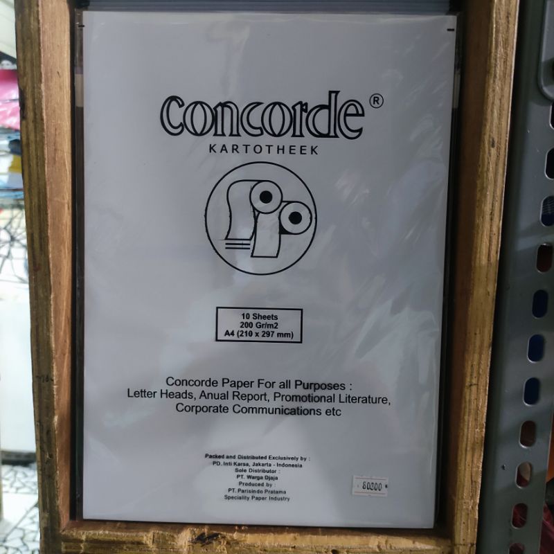 

Kertas Concorde Karthoteek 200gram A4 putih 80300