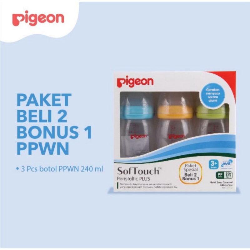 Pigeon Wide Neck 240ml Botol Susu Bayi Peristalsis Plus