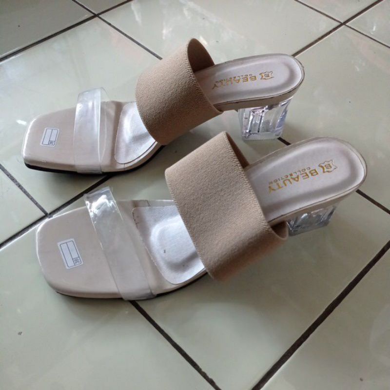 Sendal selop wedges kaca