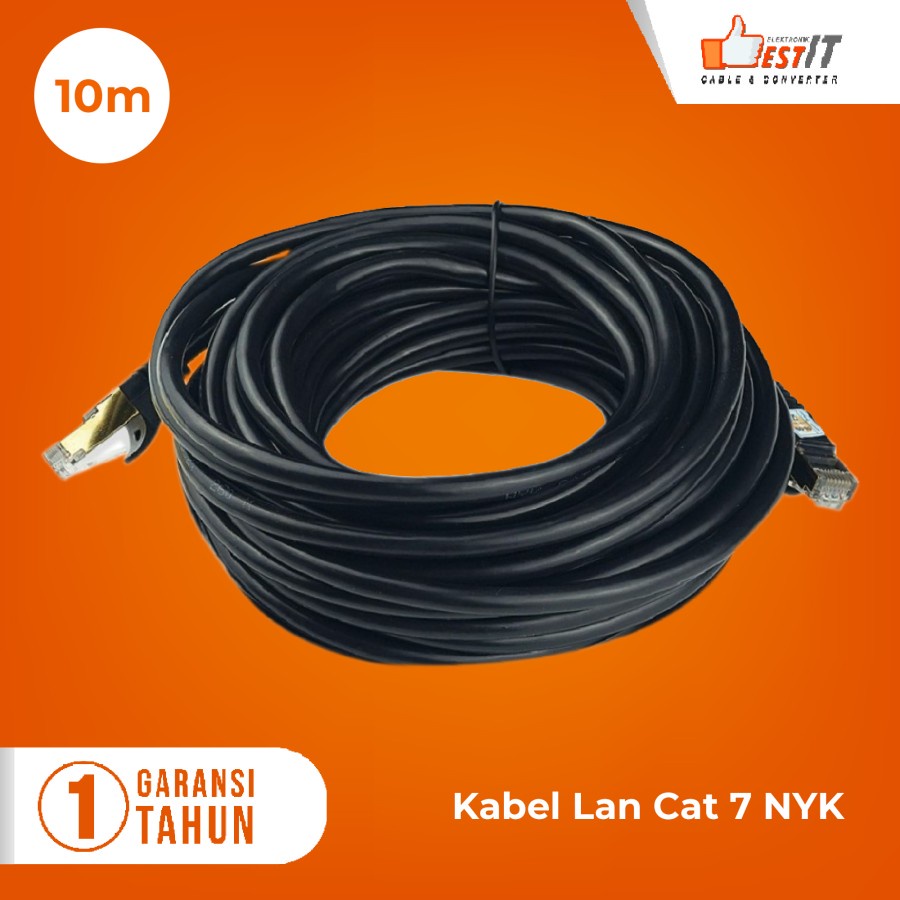 Kabel Lan SSTP Cat7 Ethernet Network 10Gbps Gold Plated RJ45 10 Meter NYK