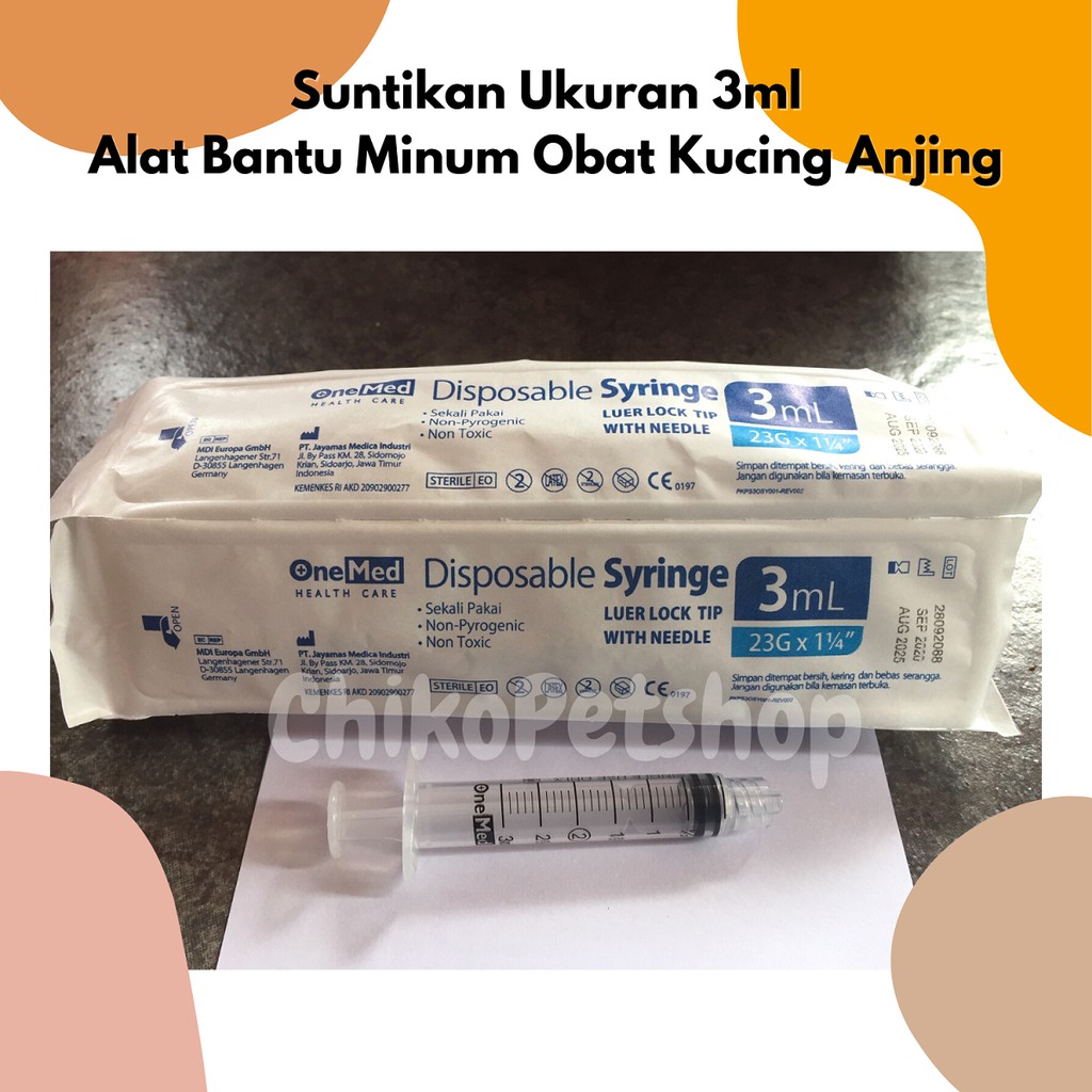 Suntikan ukuran 1ml/ 3ml/ 5ml - Alat bantu minum obat kucing dan anjing