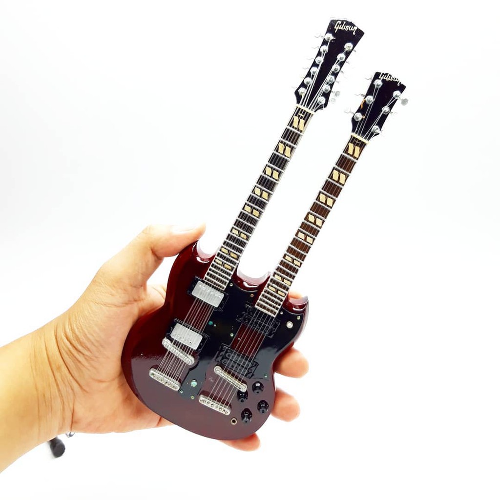 Miniatur Gitar gibson sg eds-1275 double neck jimmy page led zeppelin Plus Miniatur Strap