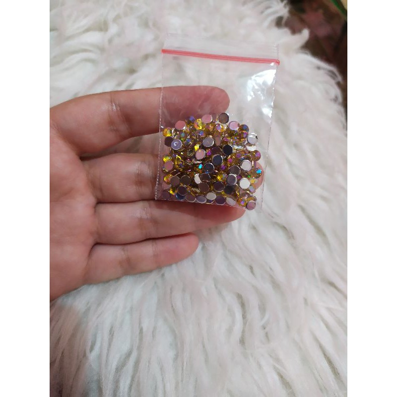 GEMS BULAT KILAU AB GOLD 4mm AKSESORIS HENNA PERMATA HENNA NAIL ART KILAU MEWAH DIY KERAJINAN