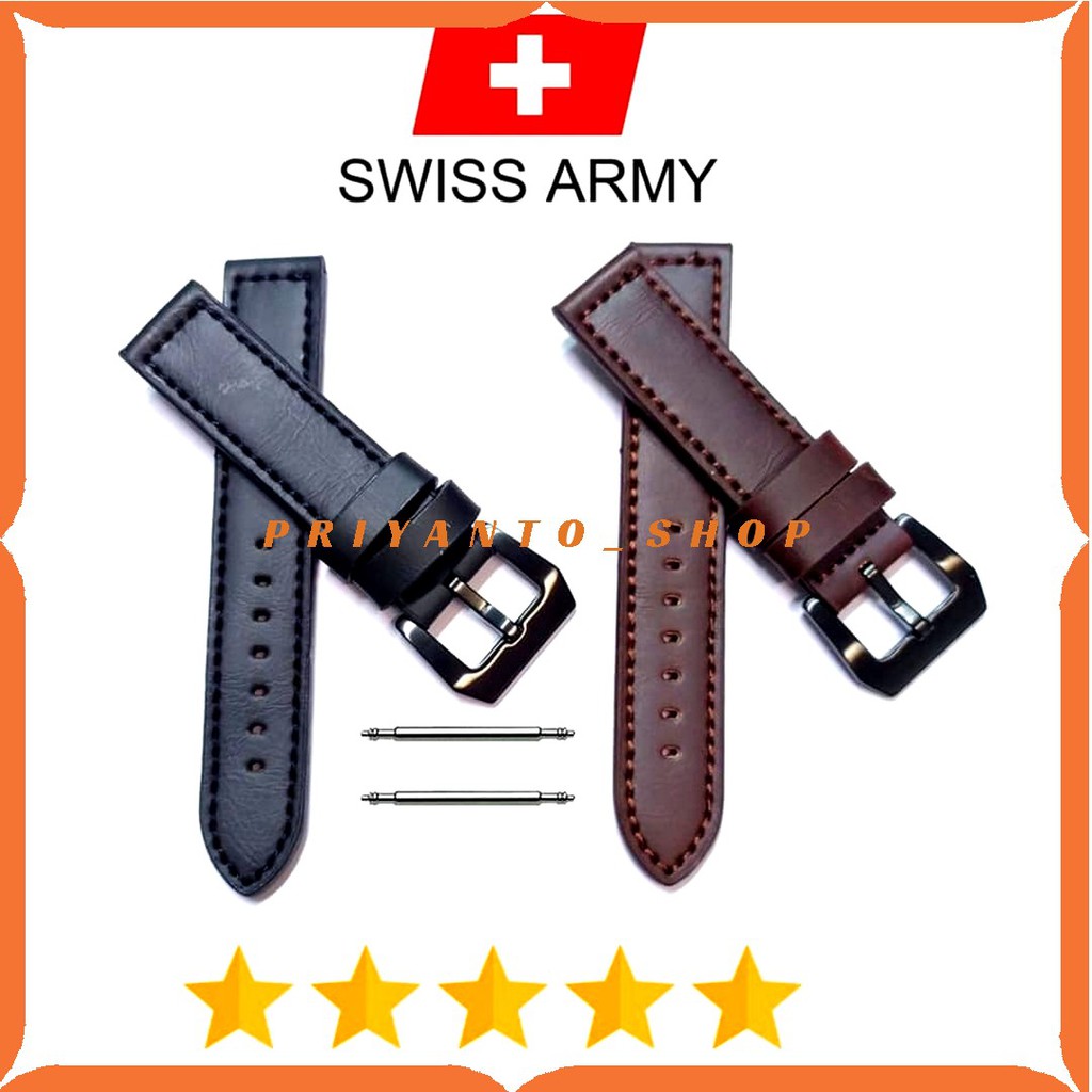 Tali Strap Leather Jam Tangan Kulit Jam Swiss Army 20 22 24mm Free Pen