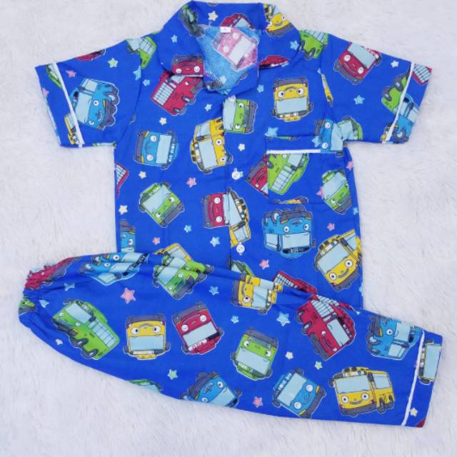 Baju Tidur Anak Motif Tayo Biru