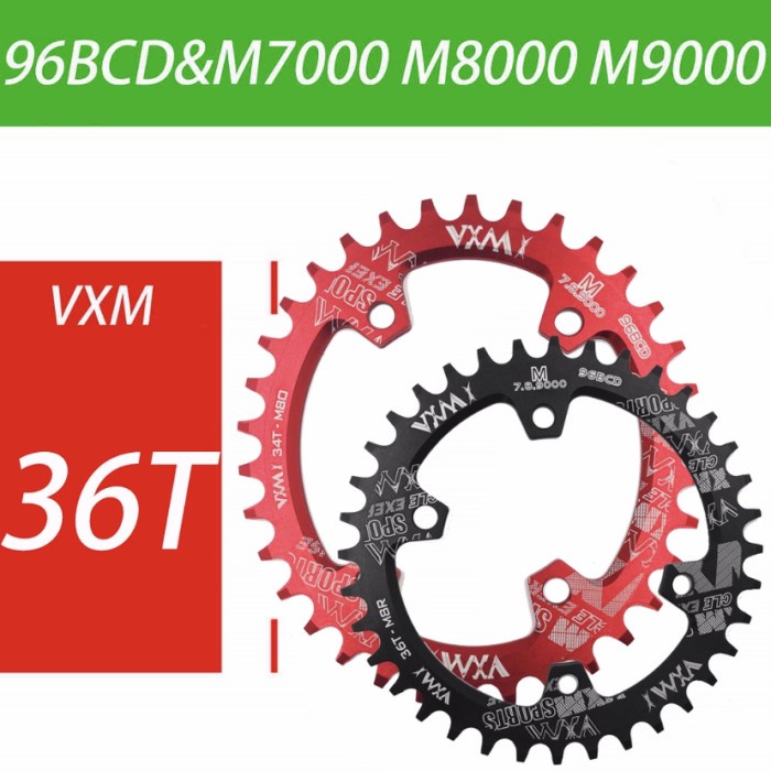 Chainring Sepeda VXM Oval 96 BCD 32-34-36-38T aluminium alloy 7075