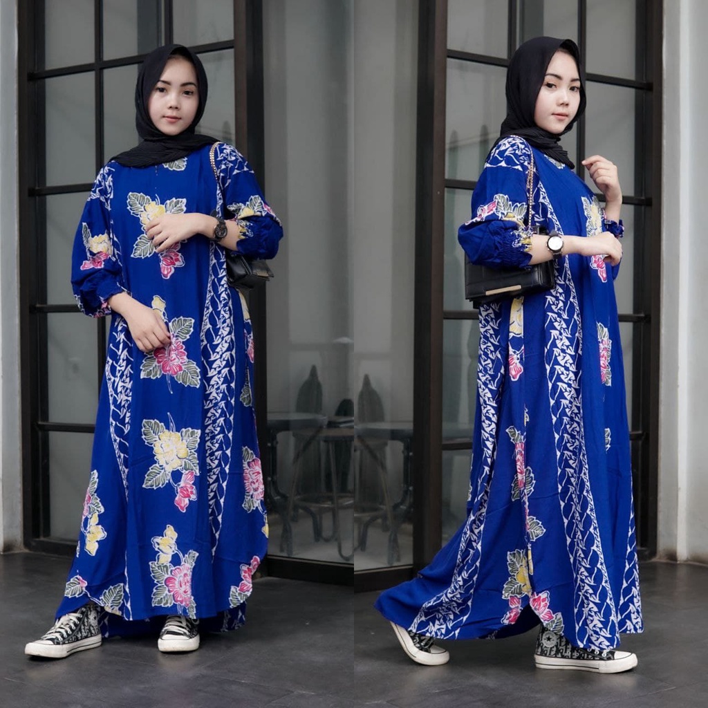 Kaftan Jumbo Wanita Cap ENCIM Rayon Premium Busui Gamis Bigsize Fashion Muslim Kekinian LD 160