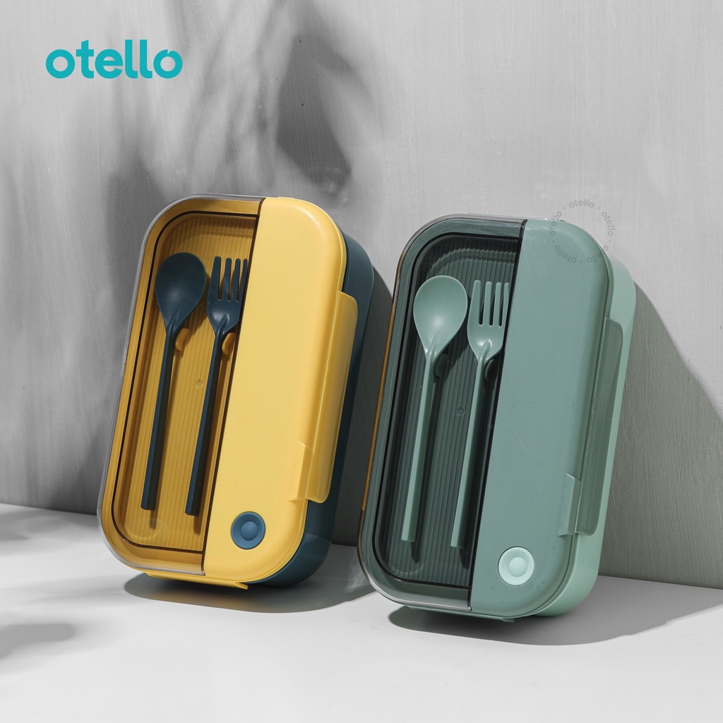 Otello Kotak Makan 1000ml Lunch Box Maru Rectangle Sendok Makan Set BPA Free Anti Tumpah Food Container