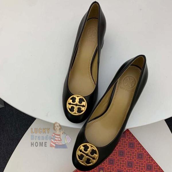 Sepatu TORY BURCH Shoes Janey Pump Shoes Wedges Black Leather ORIGINAL