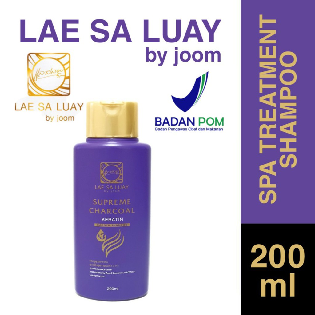 BPOM Lae Sa Luay Supreme Charcoal Smooth Shampoo / Keratin Shampoo / Shampo Kondisioner 200ml-0