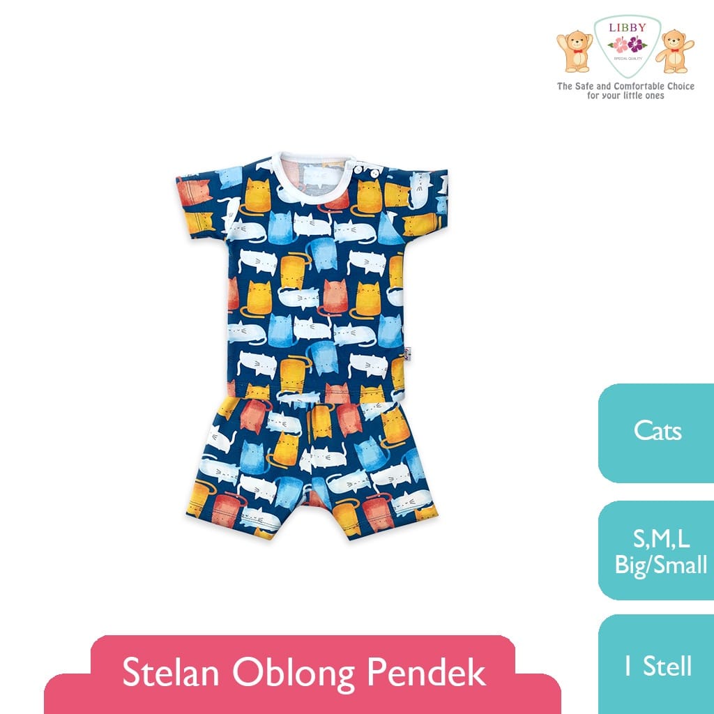 Libby Setelan Oblong Pendek SML - Libby baju bayi Setelan mix/Piyama anak/Piyama bayi Hazy Zoo