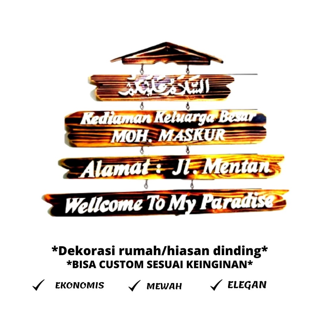 PAPAN NAMA RUMAH,HIASAN DINDING,PAPAN NAMA ALAMAT RUMAH,DEKORASI INTERIOR RUMAH