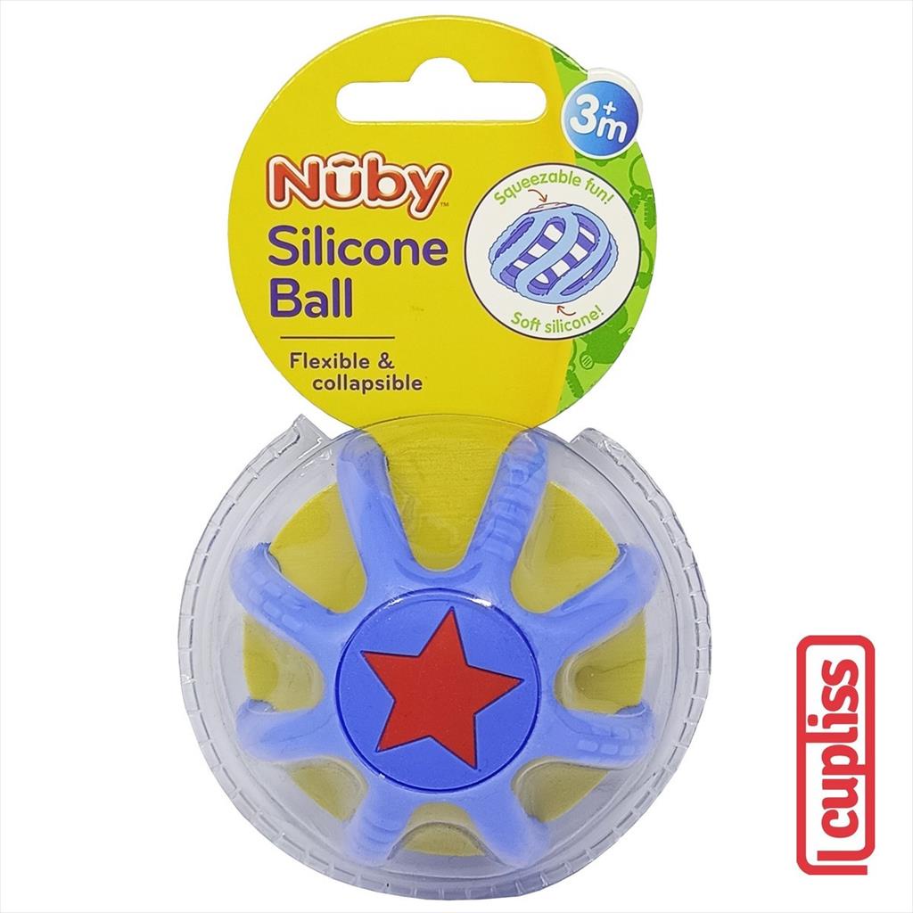 NUBY Silicone Colapsible Ball Blue Mainan Sensori Bayi