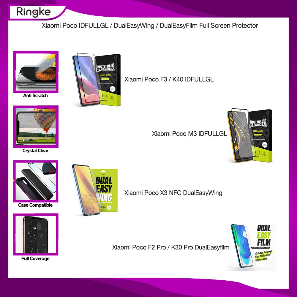 Ringke Xiaomi Poco F3 Full Screen Protector Tempered Glass Anti Gores