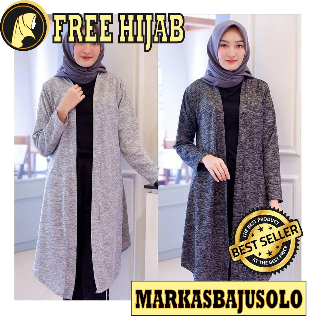 LONGTWIST CARDI CARDIGAN CARDY OUTER / CARDIGAN WANITA PANJANG RAJUT MOTIF BATIK PUTIH