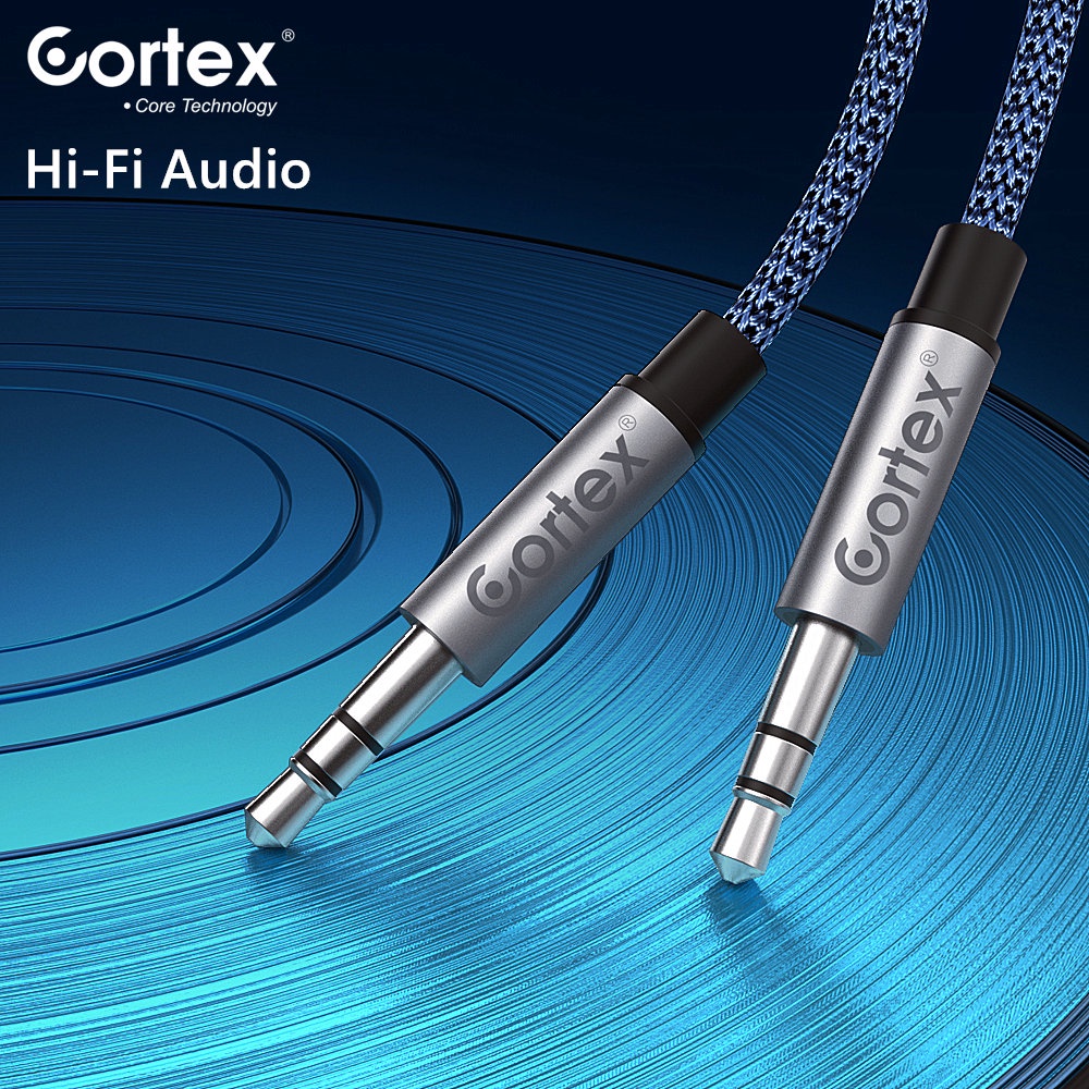 Cortex MH224 Kabel Audio Hifi Aux 3.5mm Jack 3.5mm Lapis Silver Untuk Gitar/Mobil/Headphone 1/2Meter