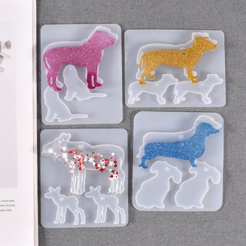 SIY  Animals Keychain Silicone Mold Cow Wolf Duck Pig Resin Casting Molds Silicone for Keychains Pendant Jewelry Making Tools