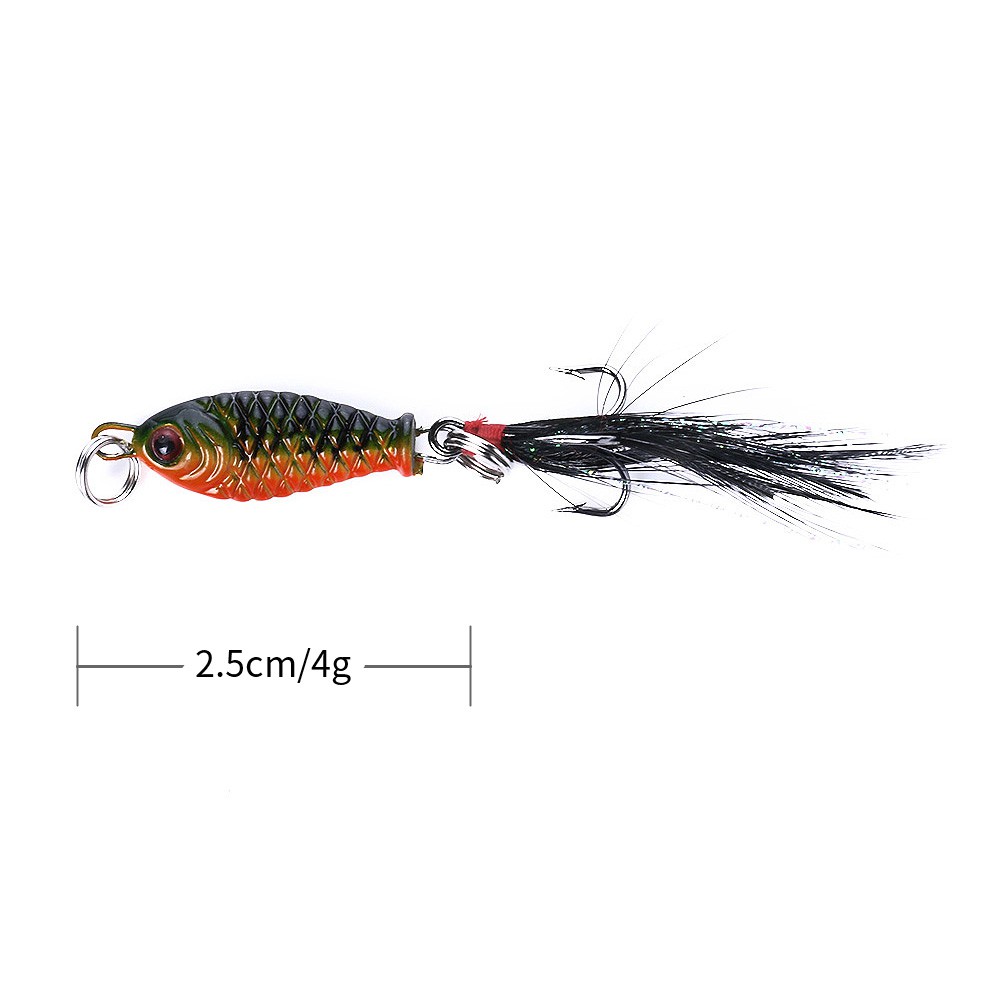 Hengjia 1pc Umpan Pancing Metal VIB Rattlin Jig Realistis 2.5cm 4g Dengan Kail Bulu