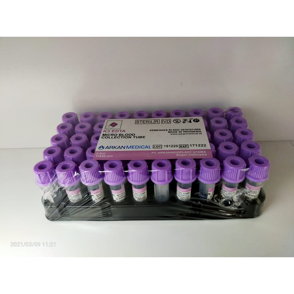 Tabung Darah K3 EDTA 0,5 ml Micro Blood Collection Tube Tabung EDTA