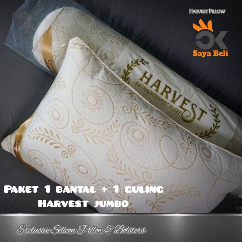 [2in1] PAKET 1 BANTAL 1 GULING HARVESTWAY EXCLUSIVE ORIGINAL 100% PUTIH/ HITAM GOLDEN BLACK JUMBO/ MEDIUM/ STANDART BY CV HARVEST BERKAH MADANI