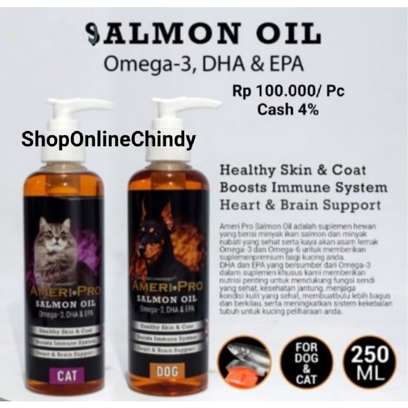 AmeriPro Salmon Oil Vitamin 250ml Dog Cat Healthy  Coat Anjing Kucing