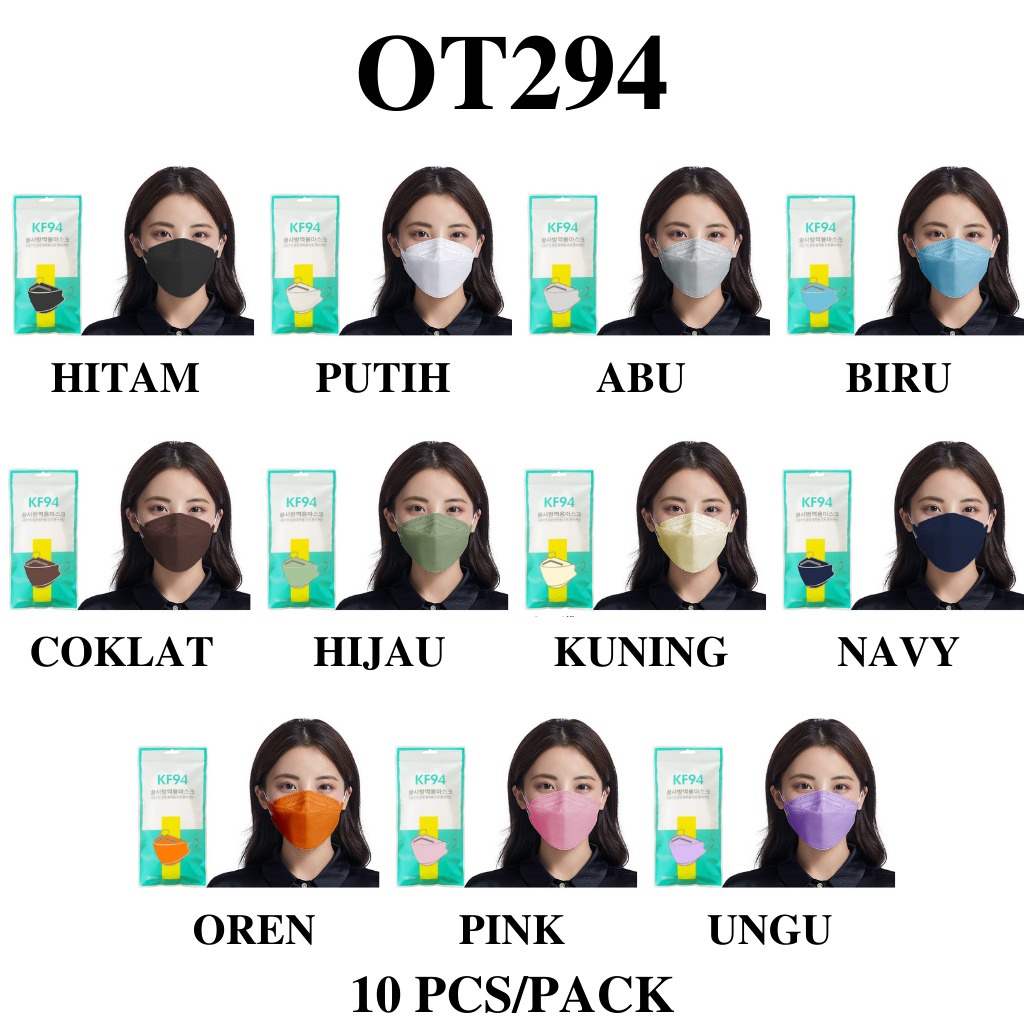 OT294 - MASKER KF94 ISI 10 PCSKOREA 4PLY MASKER KOREA MASKER MASK MURAH COD JAKARTA