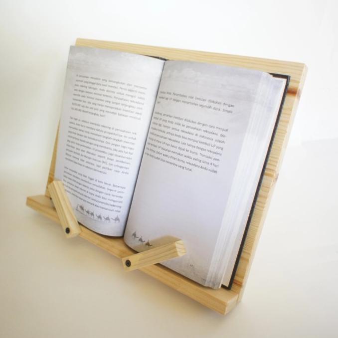 

Wooden Book Stand Cookbook Stand Holder Penyangga Kayu Stand Buku
